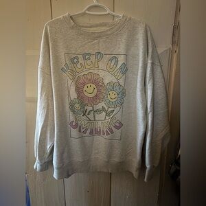 American Eagle Outfitters Light Gray Graphic Sweater